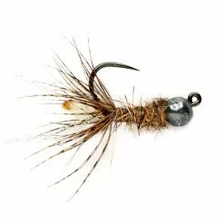 Fulling Mill Flies Peeping Caddis Jig Cream Tungsten Beadhead Barbless