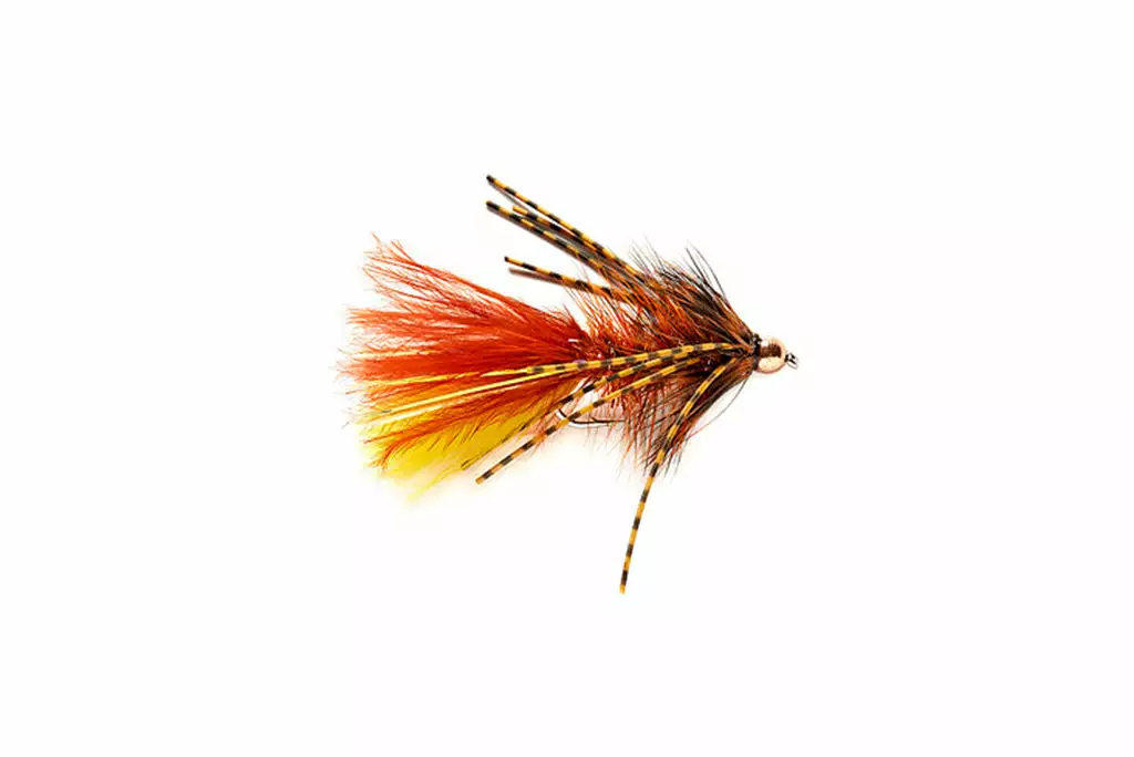 Fulling Mill Rubber Leg Bugger Brown & Yellow Tungsten Beadhead Flies