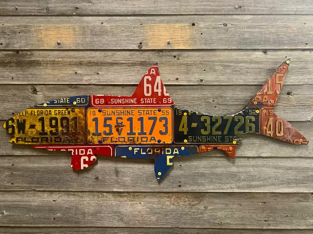 Gifts Cody Richardson Art - Florida Bonefish Antique License Plate Art