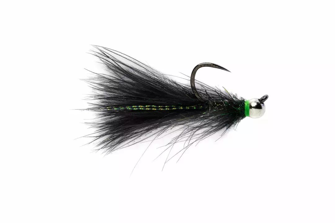 Fulling Mill Flies CDC Jig Streamer Minnow Black Barbless