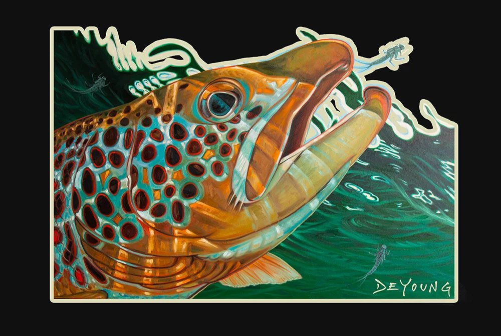 Fly Fishing Stickers DeYoung Decal-Brown Callibaetis Cutout