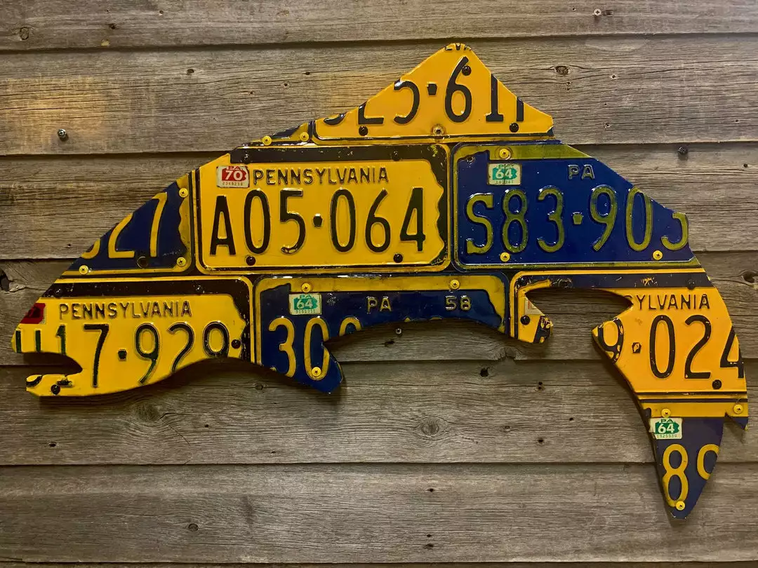 Cody Richardson Art - Pennsylvania Vintage Trout License Plate Art