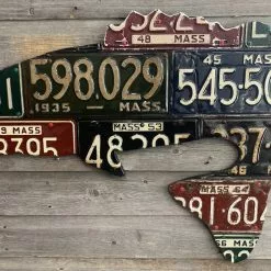 Gifts Cody Richardson Art - Massachusetts Largemouth Bass Antique License Plate Art