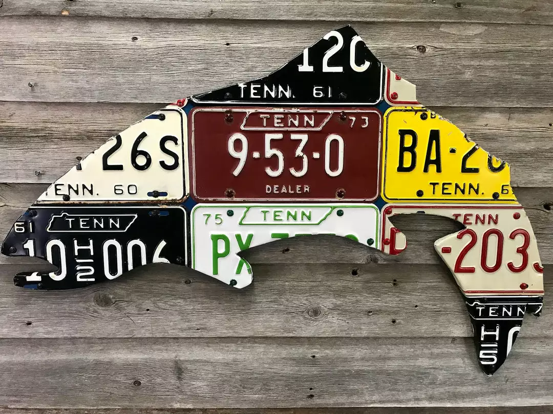 Gifts Cody Richardson Art - Tennessee Vintage Trout License Plate Art