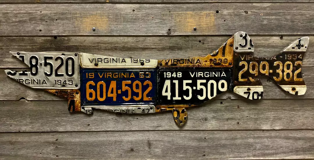 Gifts Cody Richardson Art - Antique Virginia Pike/Muskie License Plate Art