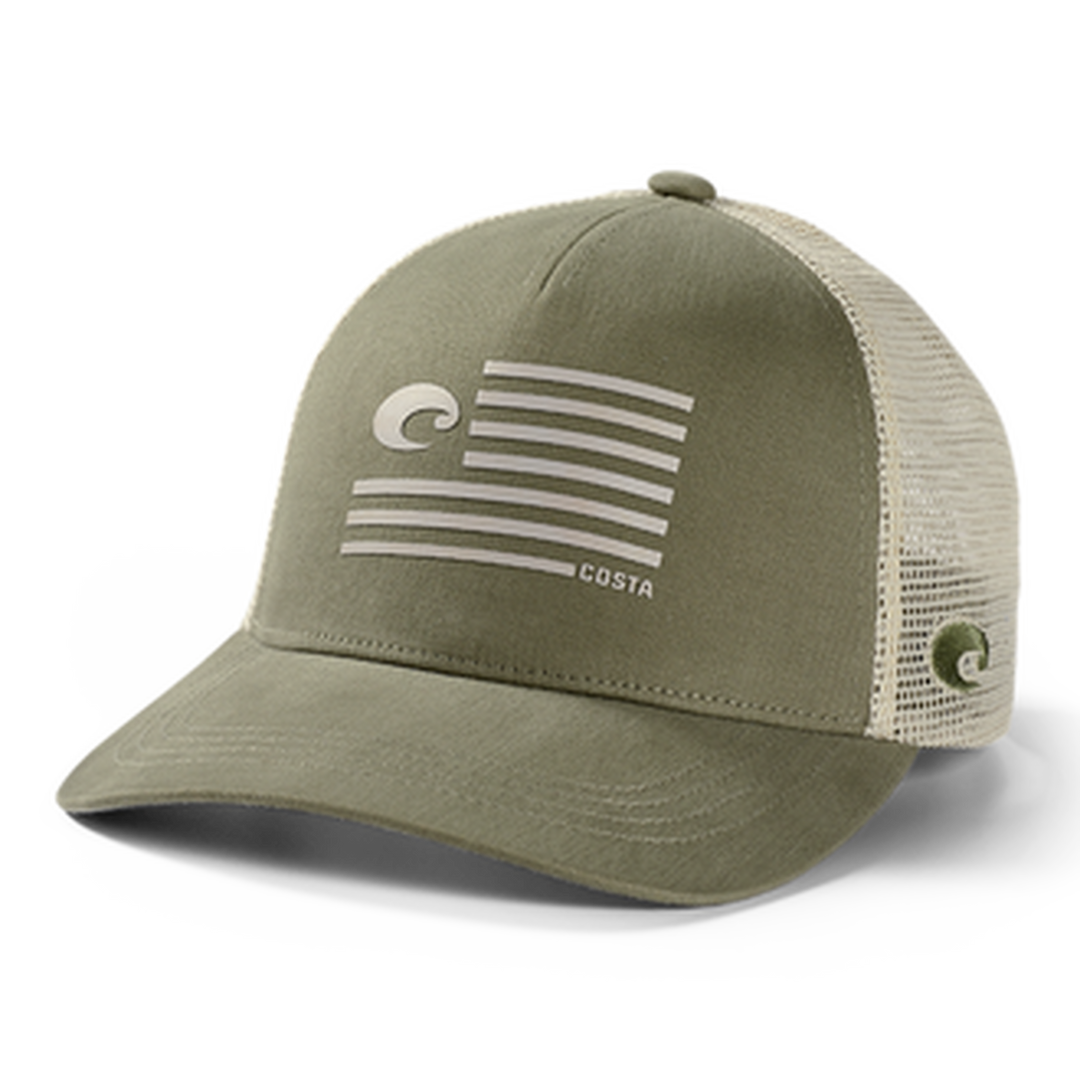 Costa Del Mar Socks Hats Gloves COSTA TWILL TRUCKER TRADITIONS HAT MOSS/STONE