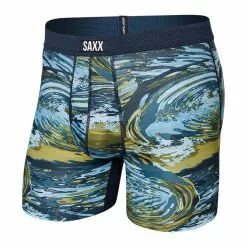 SAXX HOT SHOT BOXER BRIEF FLY - WATER CAMO- DARK INK Layering & Underwear