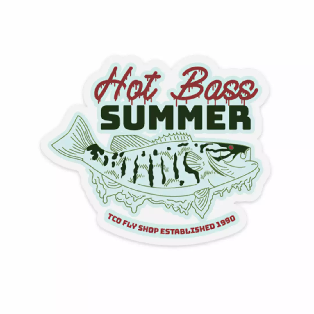 TCO Fly Shop Hot Bass Summer Sticker Fly Fishing Stickers