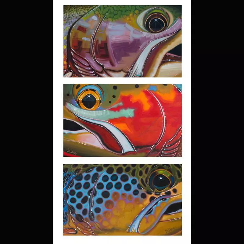 DeYoung Print - Trout Trio -Brown Brook Bow