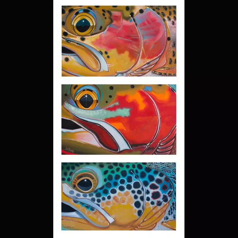 Gifts DeYoung Print - Trout Trio -Bow Cutt Brown