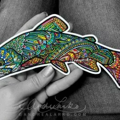 Fly Fishing Stickers Andrea Larko Native Brook Trout Zentangle Sticker