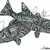 Andrea Larko Striped Bass Zentangle Sticker