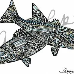 Andrea Larko Striped Bass Zentangle Sticker