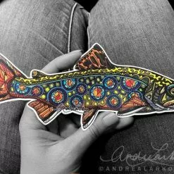 Fly Fishing Stickers Andrea Larko Jewel Brook Trout Zentangle Sticker
