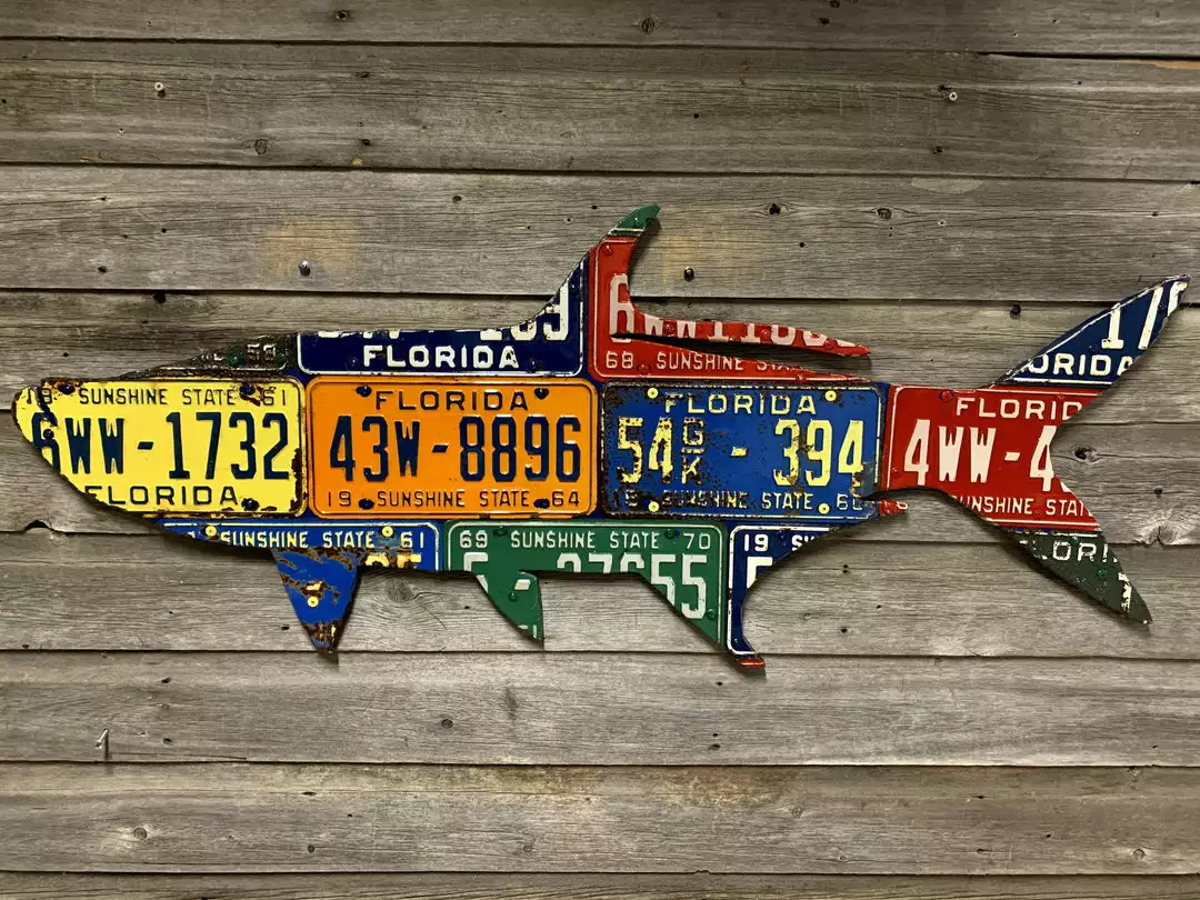 Gifts Cody Richardson Art - Florida Tarpon Antique License Plate Art