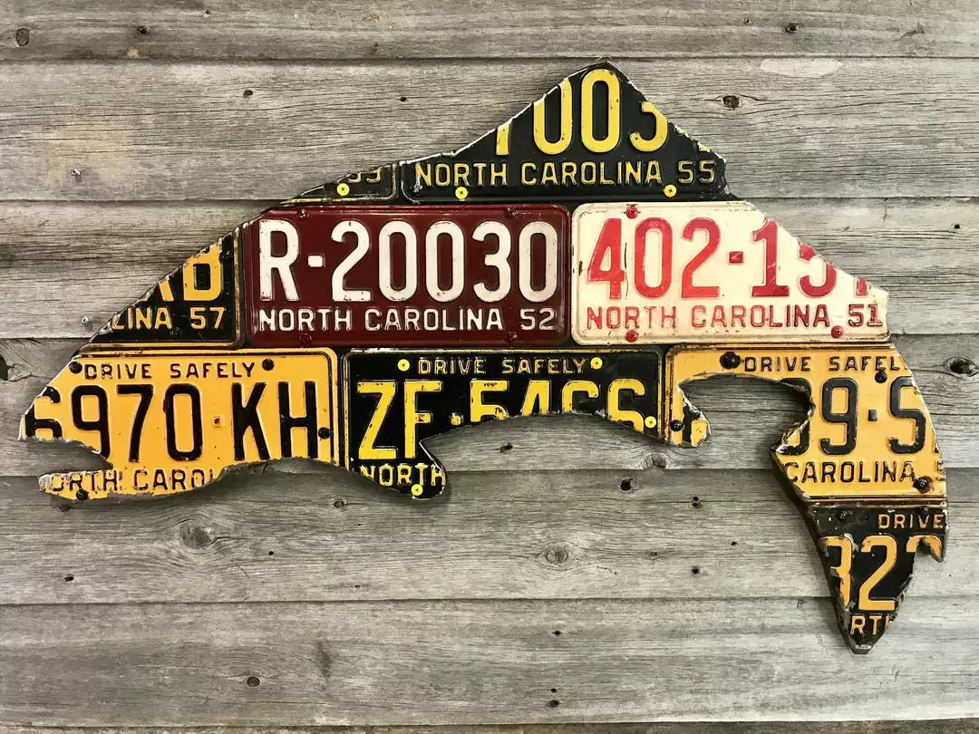 Cody Richardson Art - North Carolina Antique Trout License Plate Art