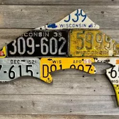 Gifts Cody Richardson Art - Wisconsin Antique Trout License Plate Art