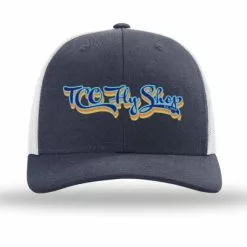 Socks Hats Gloves TCO Fly Shop Hat Low Pro Trucker - Retro Logo Heather Navy / Lt. Gray